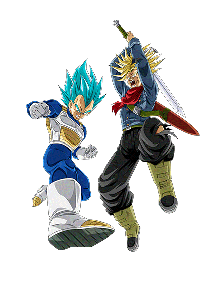 Cooperation Between the Enraged Father and Son Super Saiyan God SS Vegeta & Super  Saiyan Trunks (Future)